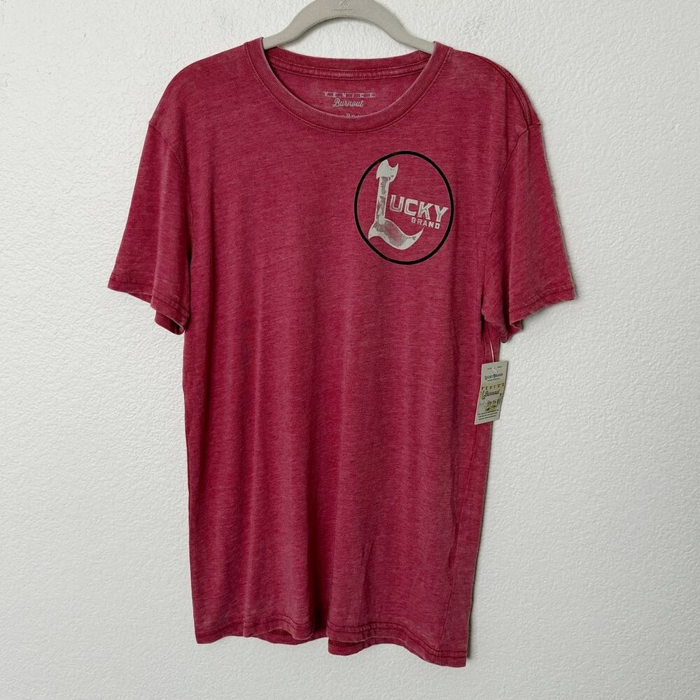 [Lucky Brand] Red Crew Neck Short Sleeve Graphic Tee NWT T-Shirt Men's Sz Small